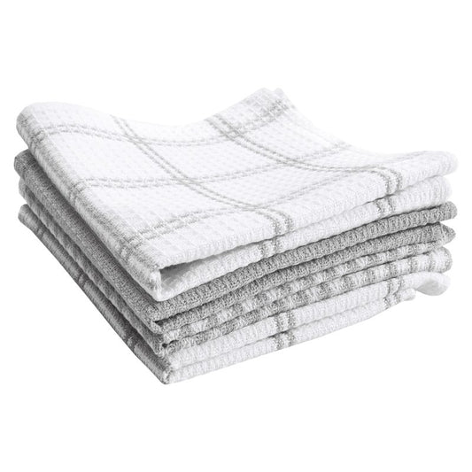 T-Fal Premium Waffle Dish Cloths: Highly Absorbent, Super Soft Long Lasting - 100% Cotton, 12"x13" Flat Waffle Dish Towel for Cleaning & Drying Dishes, (4-Pack), Grey