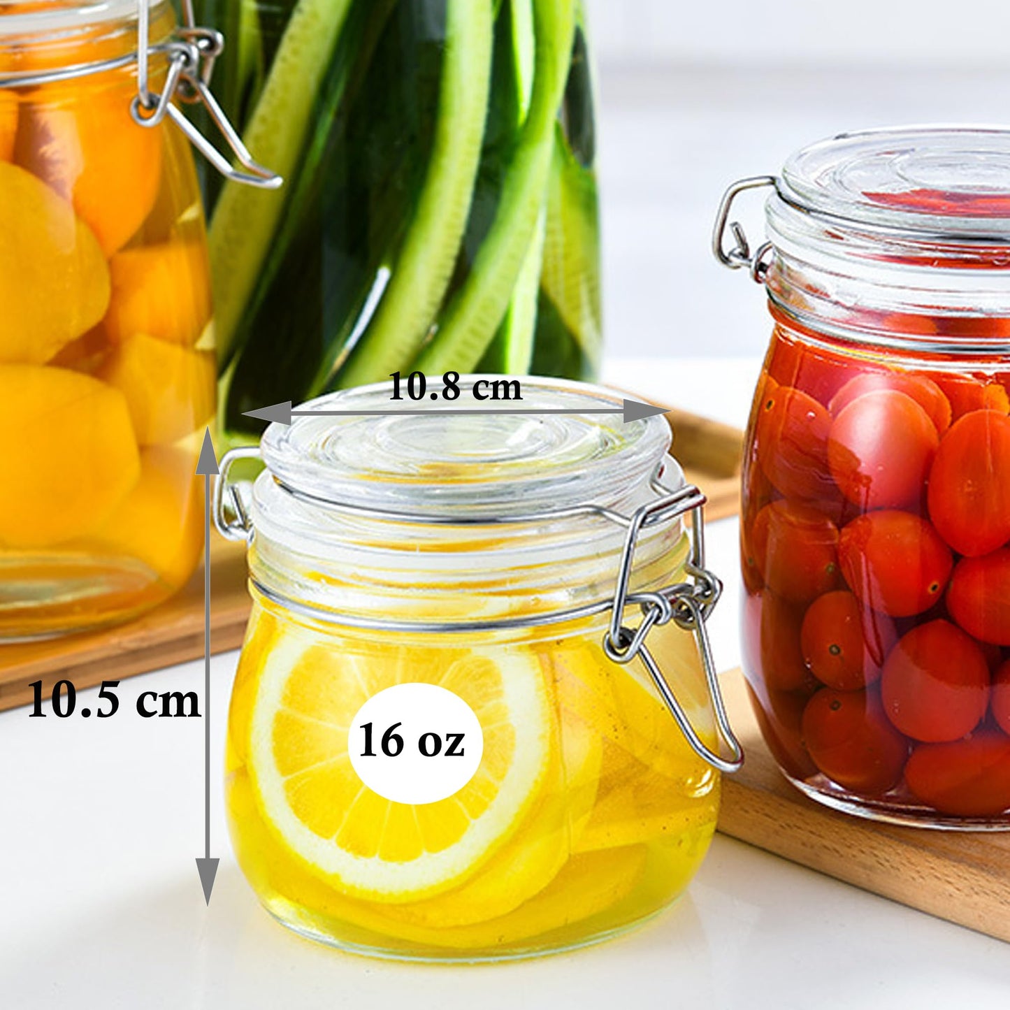 Glass Jars With Airtight Lid 16 Oz (Set Of 2) Wide Mouth Mason Glass Airtight Storage Canisters Leakproof For Coffee Sugar Nuts Spice Refrigerator Pickles & Preserves Tea For Fridge Kitchen Pantry