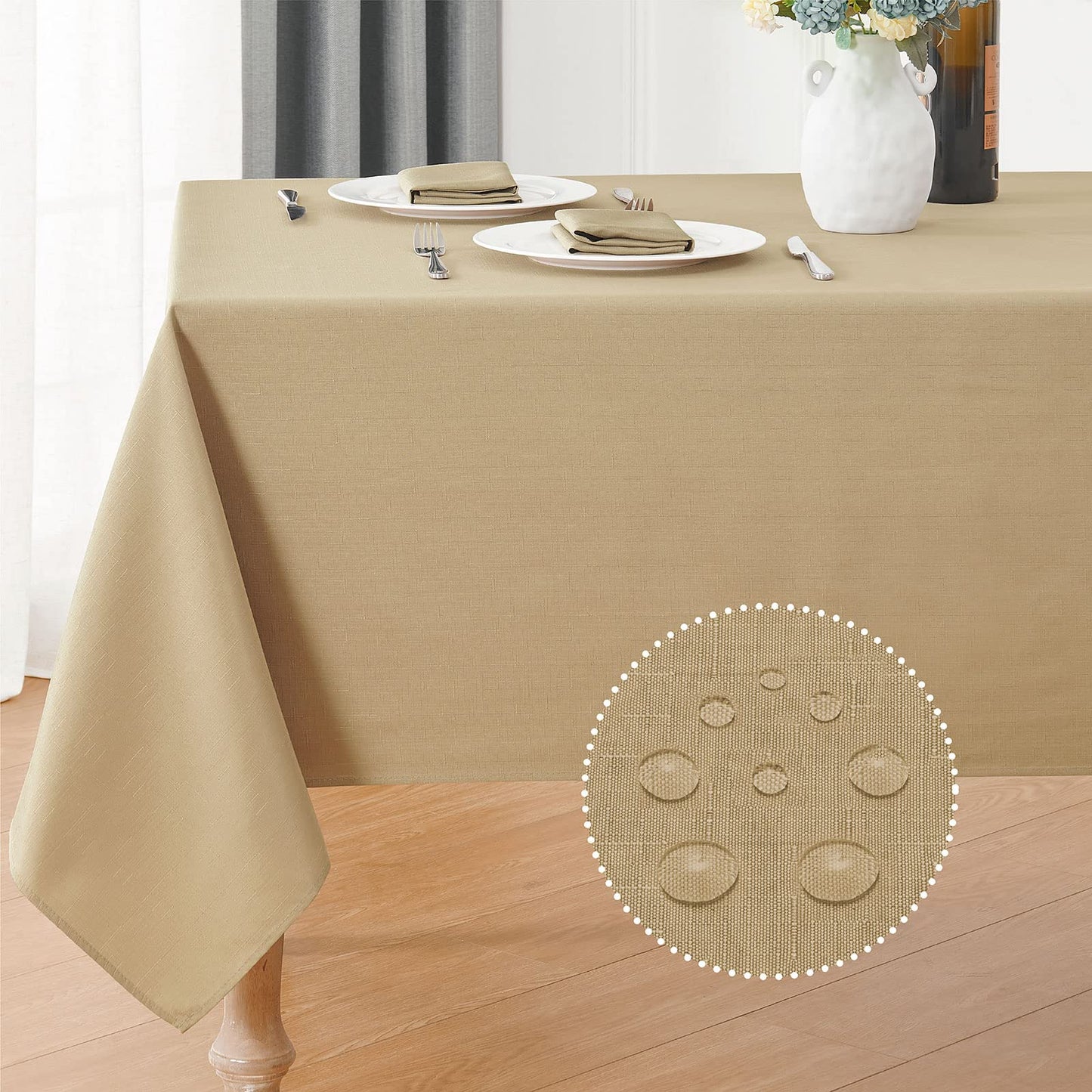 Veblandy Faux Linen Rectangle Tablecloth Waterproof 60x120 inch Table Cloth Stain and Wrinkle Resistant Washable, Decorative Fabric Table Cover for Dining, Kitchen, Wedding and Parties, Coffee