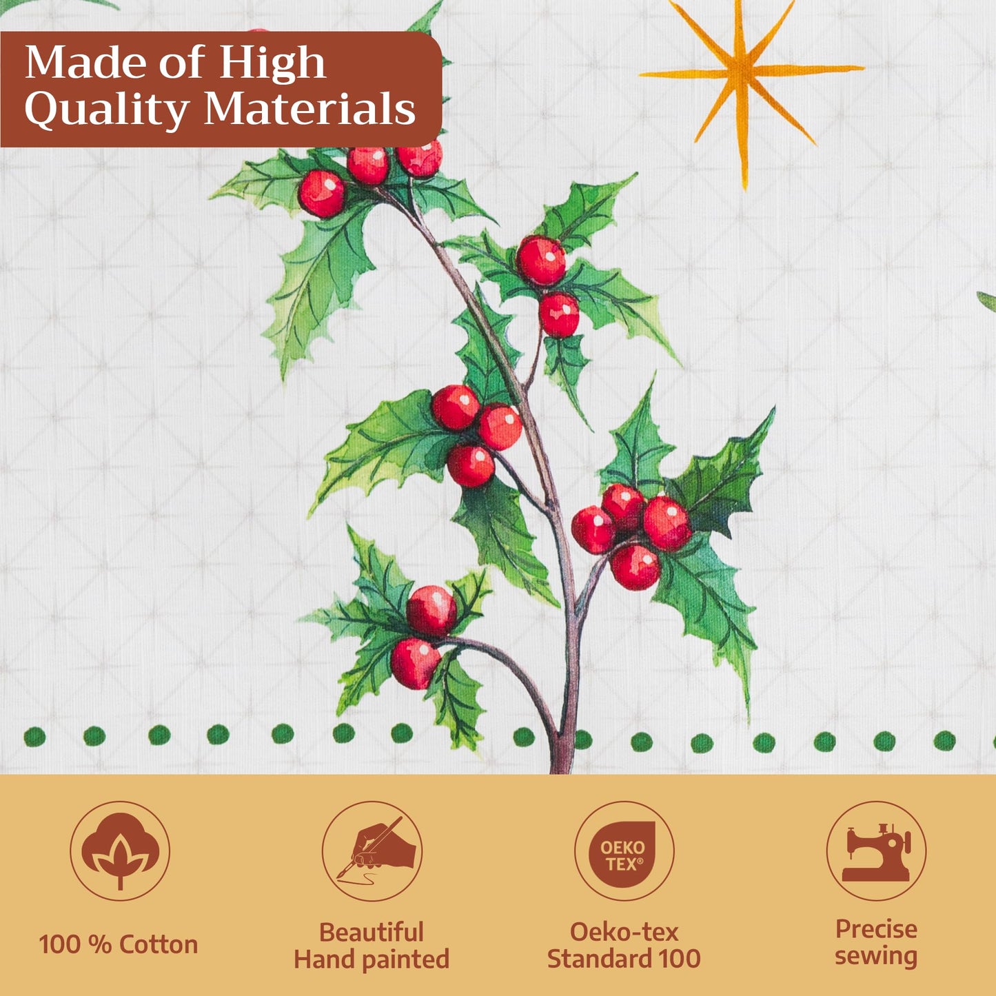 Maison d' Hermine Table Cloth Round Table 100% Cotton 63 Inches Fall Tablecloth Reusable Everyday Use for Thanksgiving Christmas Decorations Dining Farmhouse Party (Poinsettia Christmas)