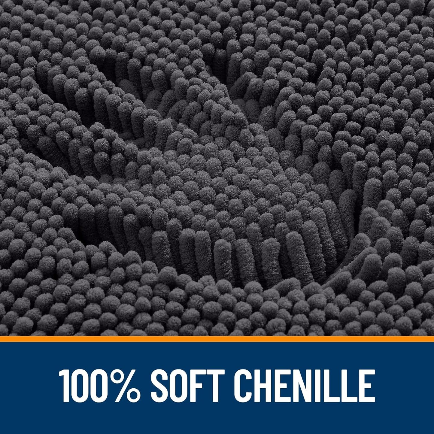 OLANLY Bathroom Rugs - Extra Soft Chenille Bath Mats with Rubber Backing | Quick Dry, 30x20, Dark Grey