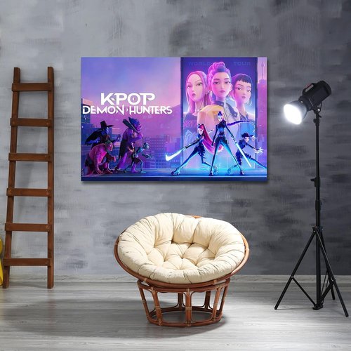 COMOR Deman Huntors Poster - Kids Birthday Party Decorations | Canvas Print for Teen Bedroom Decor (12" x 16")