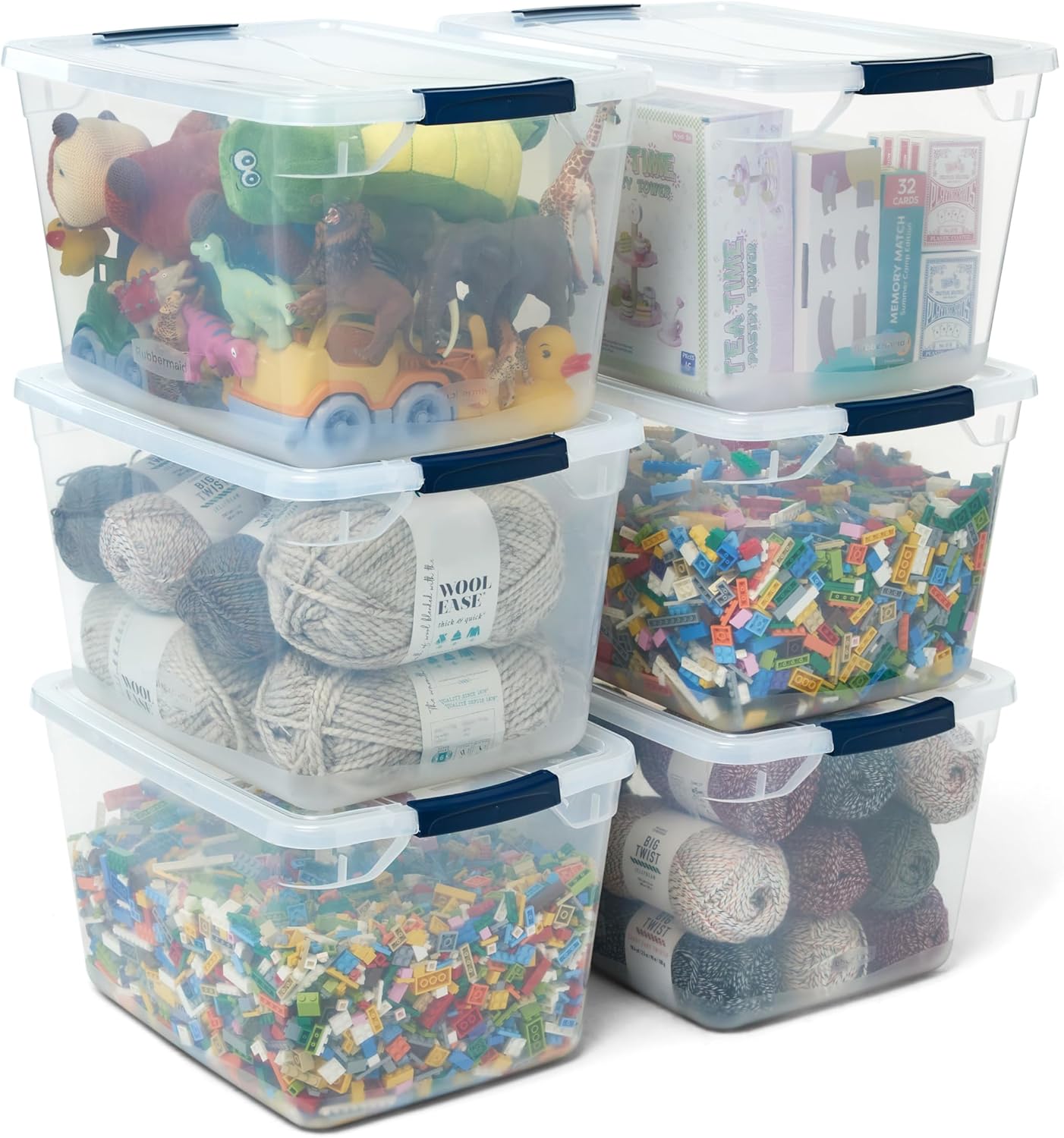 Rubbermaid Cleverstore Clear Storage Bins - 32 Qt, 6 Pack, Stackable with Lids for Home Organization