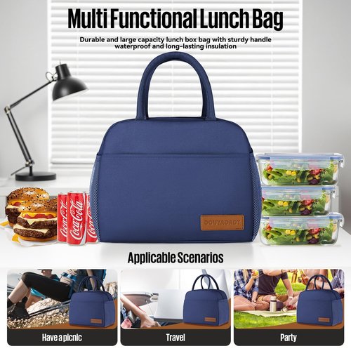 douyadady Lunch Bag Women/Men Lunch Box Women/Men (Dark blue)