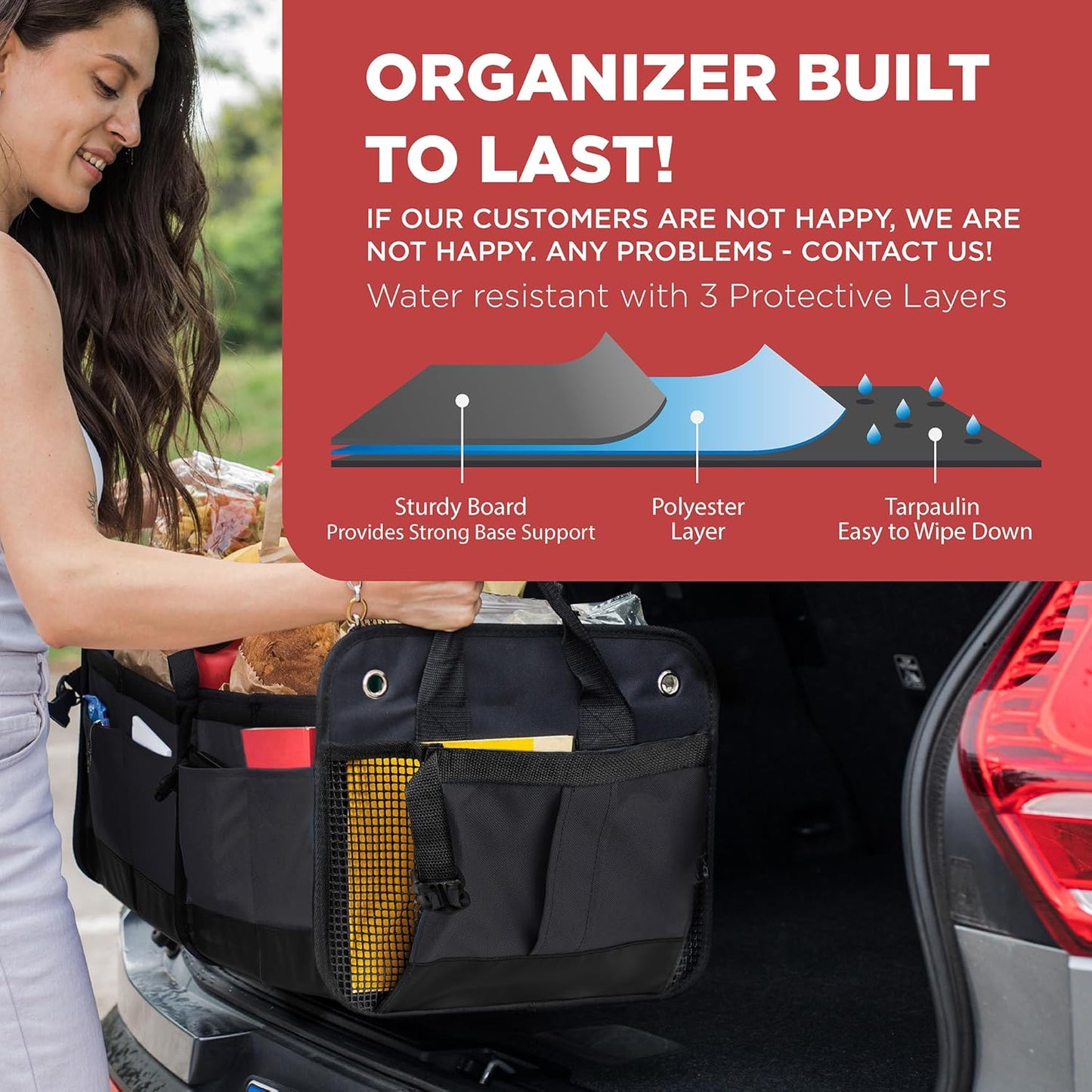 TRUNKCRATEPRO Car Trunk Organizer - Premium Adjustable & Collapsible Design | Large Size, Black with Non-Slip Bottom