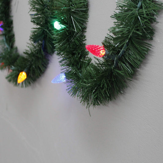 Brite Star 18-Foot Christmas Garland with Multi Lights - Perfect for Indoor or Outdoor Fireplace Mantle Decor, Kitchen Light, or Christmas Decorations Tree - Pre-lit Pine Garland For Holiday