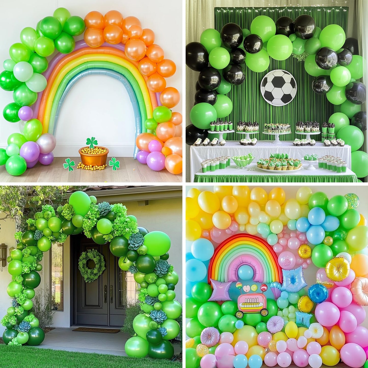 RUBFAC Lime Green Balloons 129pcs Light Fruit Neon Green Latex Balloon 18 12 10 5 Inch Garland Arch Kit for Birthday Party Dinosaur Jungle Baby Shower Decoration
