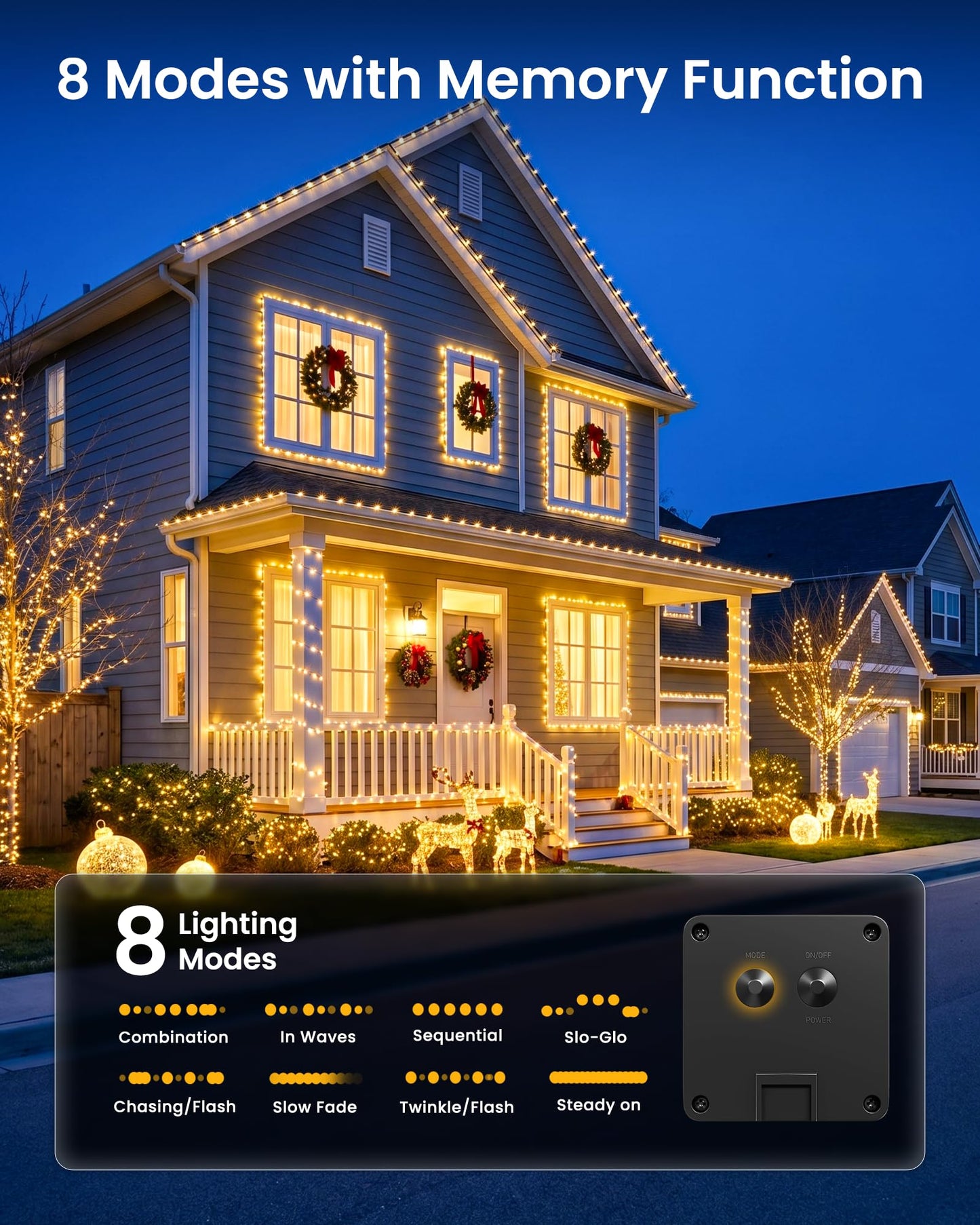 Minetom Solar String Lights, Solar Fairy Lights Outdoor Waterproof, 8 Modes Firefly Starry Moon Twinkle Lights for Yard Garden Patio Tree DIY Crafts Wedding Party(RGB-APP)