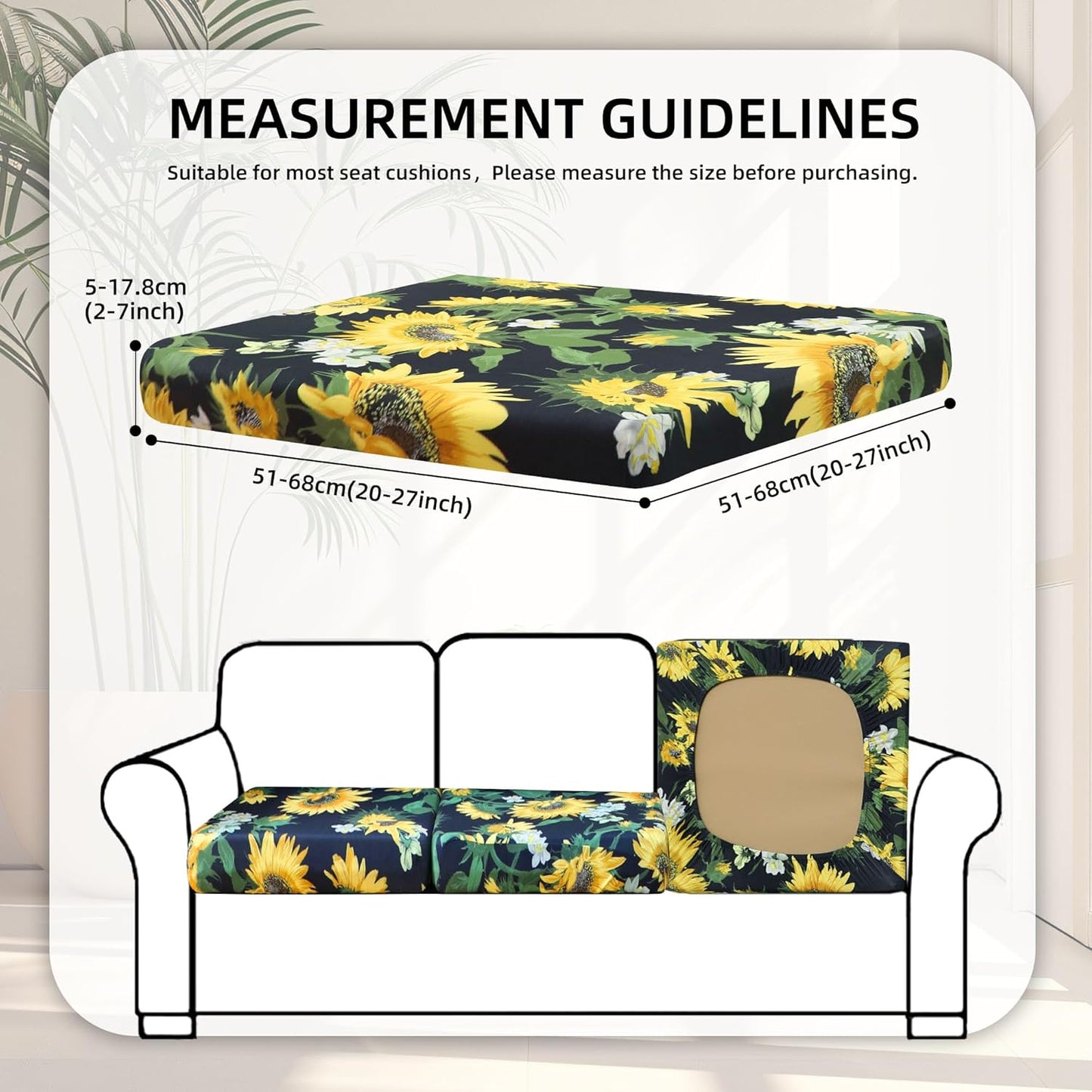 Skiennix 8-Piece Stretch Patio Cushion Covers - Washable Outdoor Sofa Slipcovers | Sunflower Design