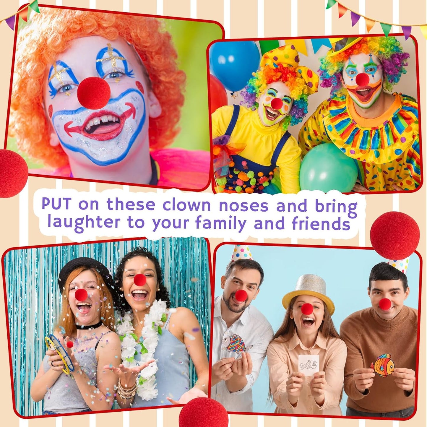 Vinsot Red Circus Clown Noses - 200 Pcs Foam Cosplay Accessories for Carnival & Halloween