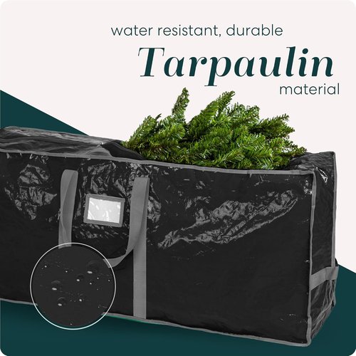 Handy Laundry Christmas Tree Storage Bag - Heavy Duty Waterproof Protection for 7.5 Ft Xmas Tree | Dual Zipper & Reinforced Handles - Black