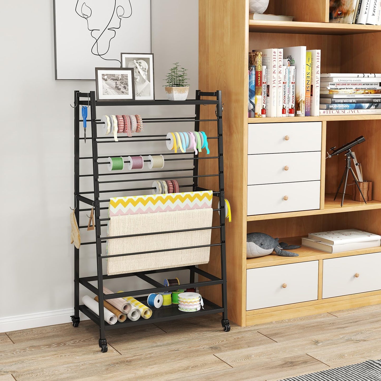 Skiennix Ribbon Holder - Double-Sided Organizer Rack with Large Capacity for Craft Room