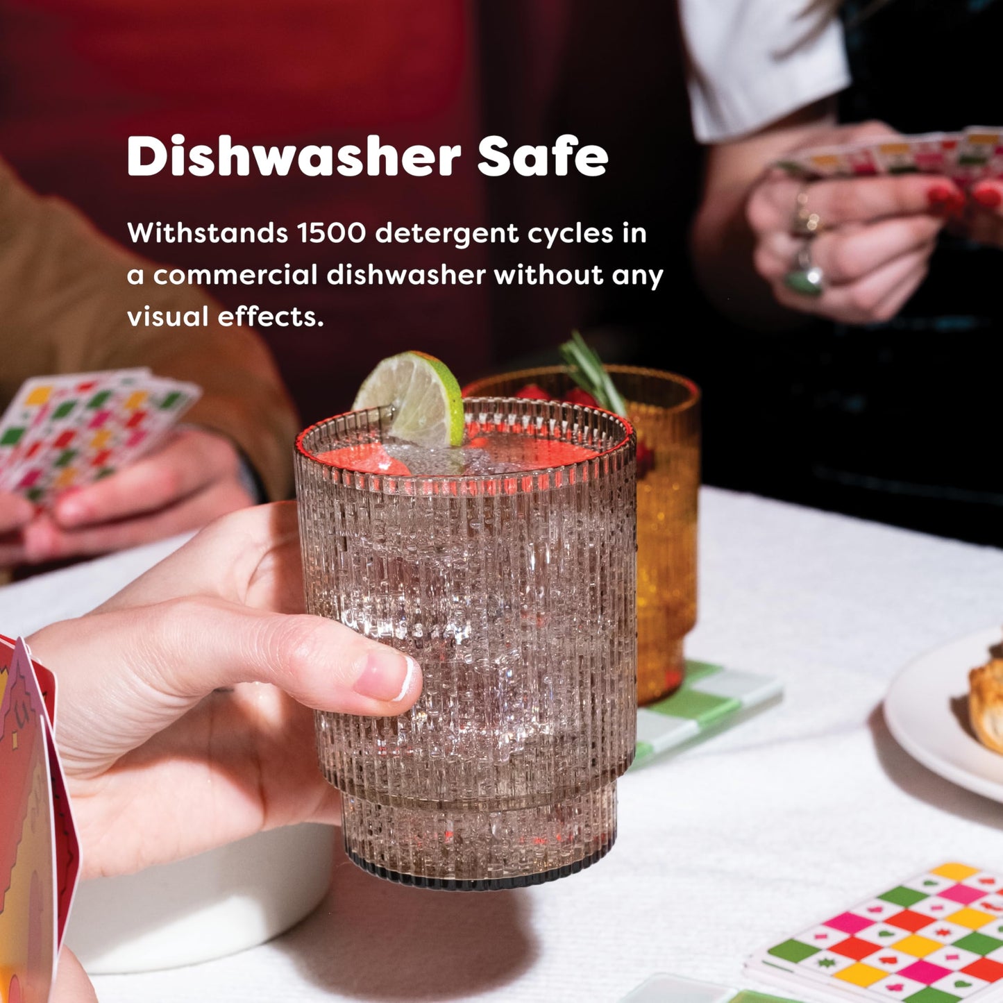 TOSSWARE RESERVE 12oz Fluted Tumbler - Color Series SET OF 4, Premium Quality, Tritan Dishwasher Safe & Heat Resistant Unbreakable Plastic Ripple Glasses