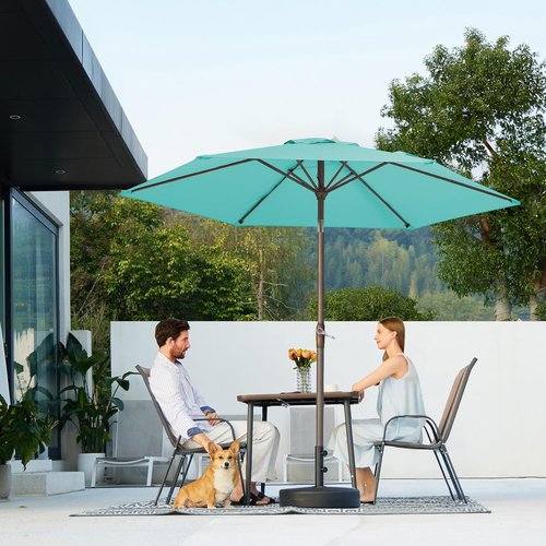 JEAREY 7.5FT Patio Umbrella - Sturdy Market Table Umbrella with Push Button Tilt & Crank | Peacock Blue