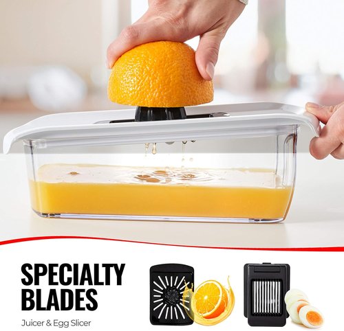 Fullstar Mandoline Slicer - 11-in-1 Kitchen Gadget with Safety Glove | Versatile Fruit & Veggie Cutter in White
