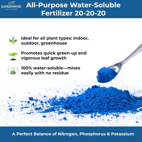Gardenwise 20-20-20 Water-Soluble Fertilizer - Premium Powder for Indoor & Outdoor Plants, 8 oz