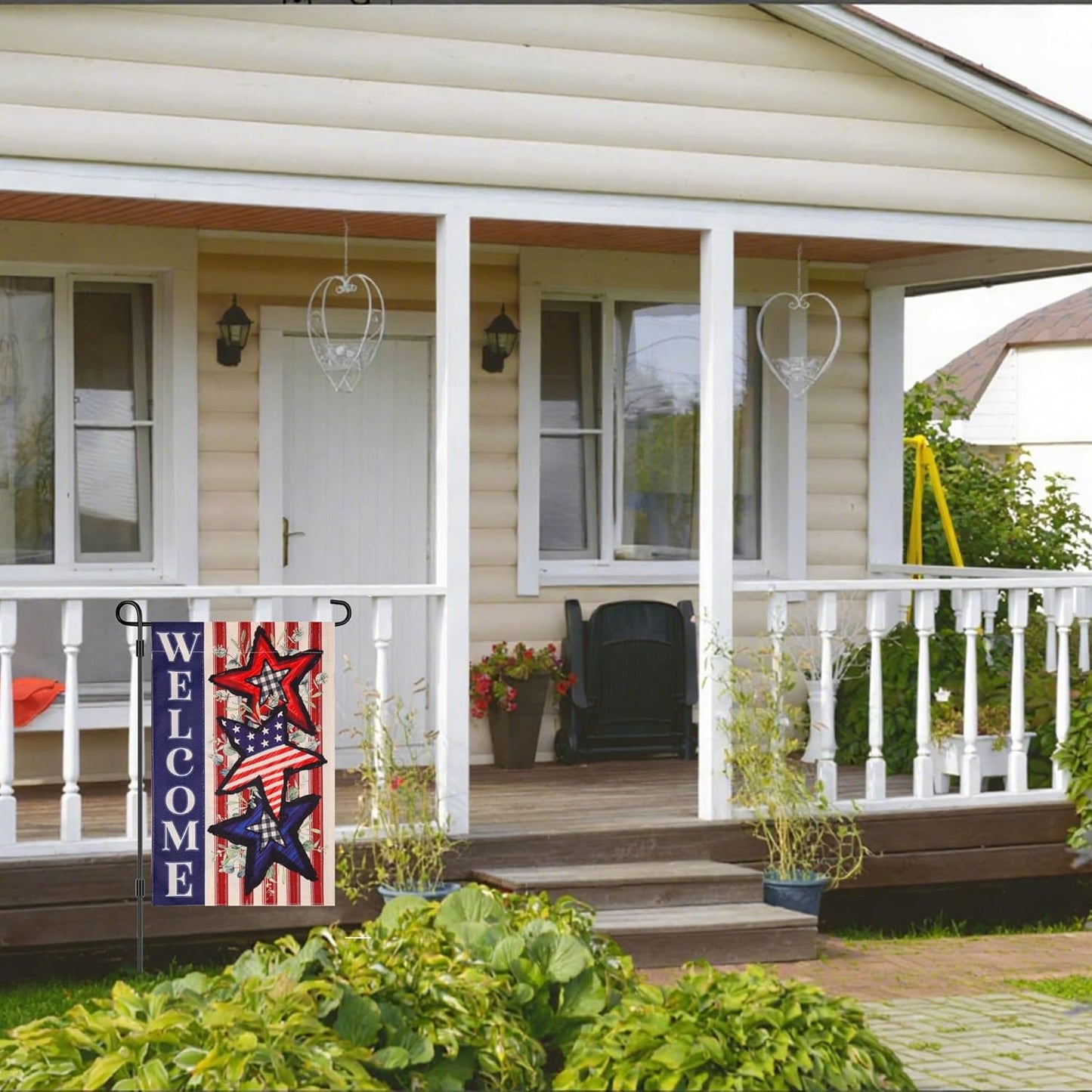 Skiennix 12x18 Inch Double-Sided Patriotic Garden Flag - Welcome American Stars & Stripes Outdoor Decor