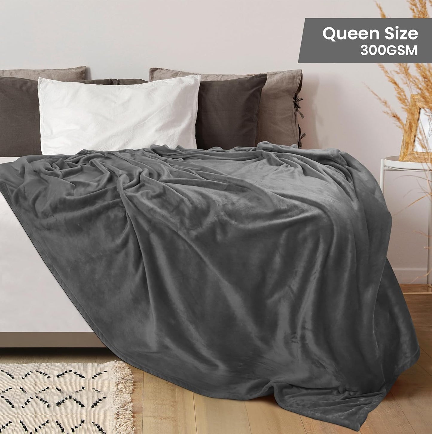 Utopia Bedding Fleece Blanket - Ultra Soft Grey Queen Size (90x90 Inches) | Lightweight & Cozy All-Season Home Decor Gift