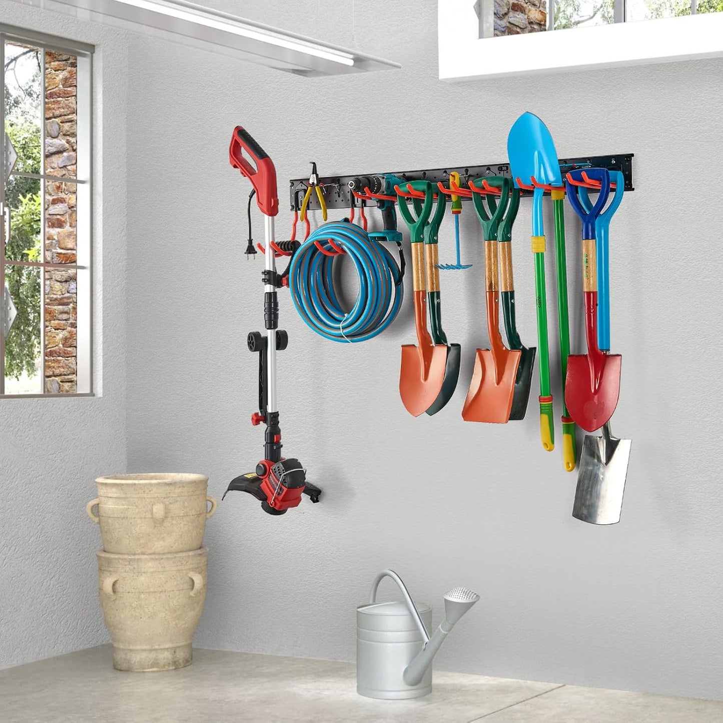 Ultrawall Garage Hooks - Multi-Storage Utility Rack for Garden Tools | 17-Piece Wall-Mounted Organizer