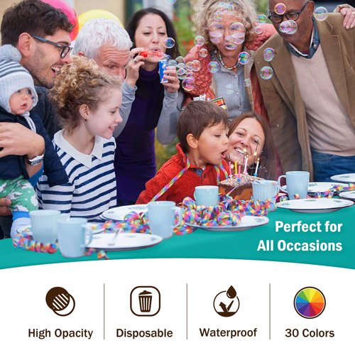 Exquisite 12-Pack Premium Plastic Tablecloth Pack of 12 Premium Plastic Tablecloth 54 Inch x 108 Inch Rectangle Table Cover - Teal