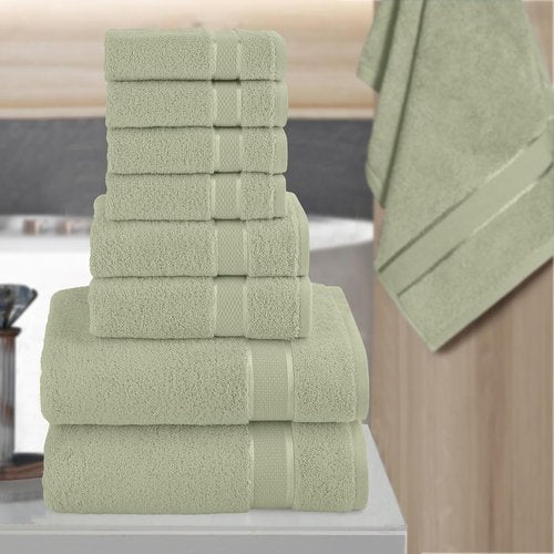 Elegant Comfort Premium Cotton Towel Set - 8-Piece Highly Absorbent Turkish Cotton | Mint Green