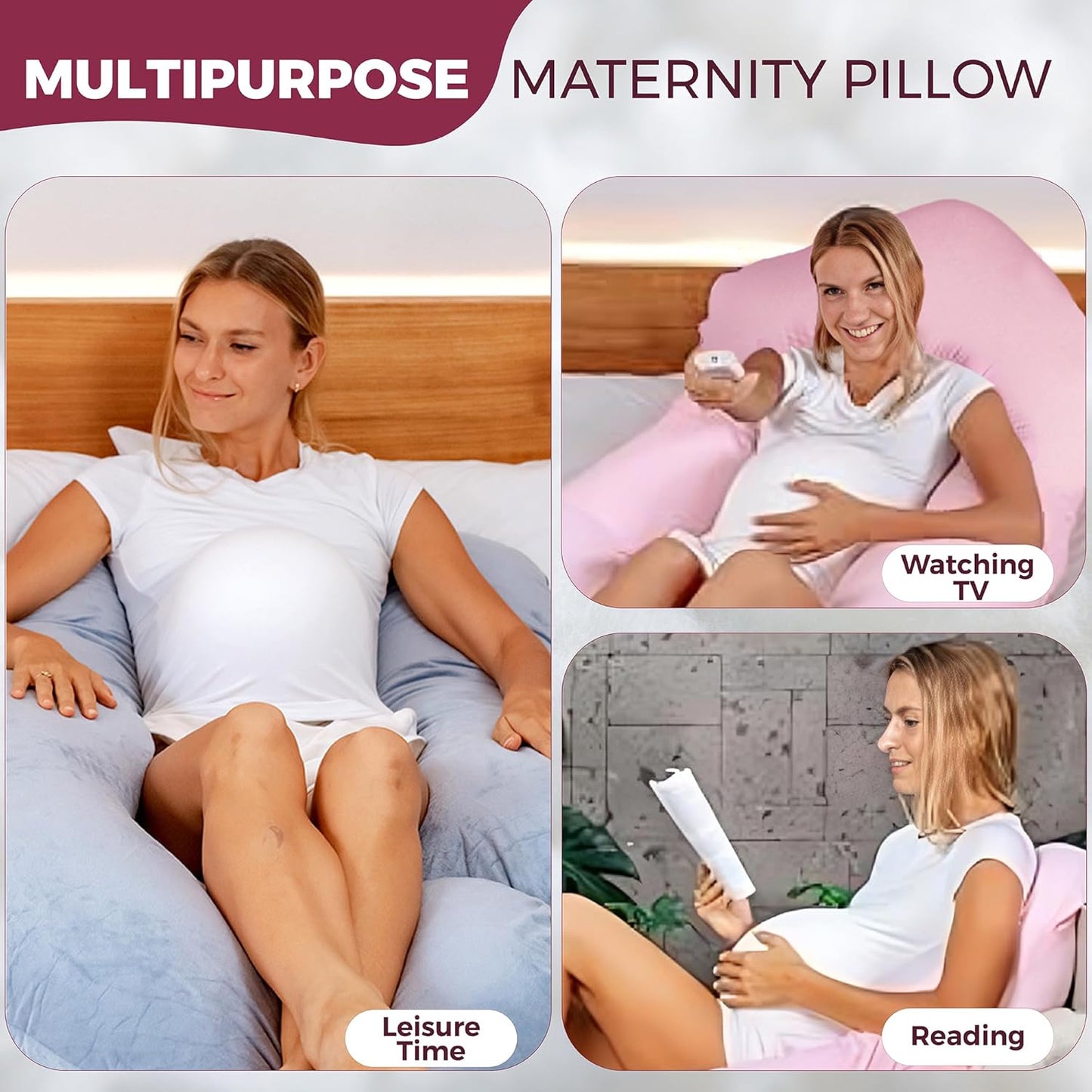 PILLANI Pregnancy Pillow - V C U Shaped 57-Inch Full Body Support Pillow with Removable Cover | Cooling Maternity Comfort