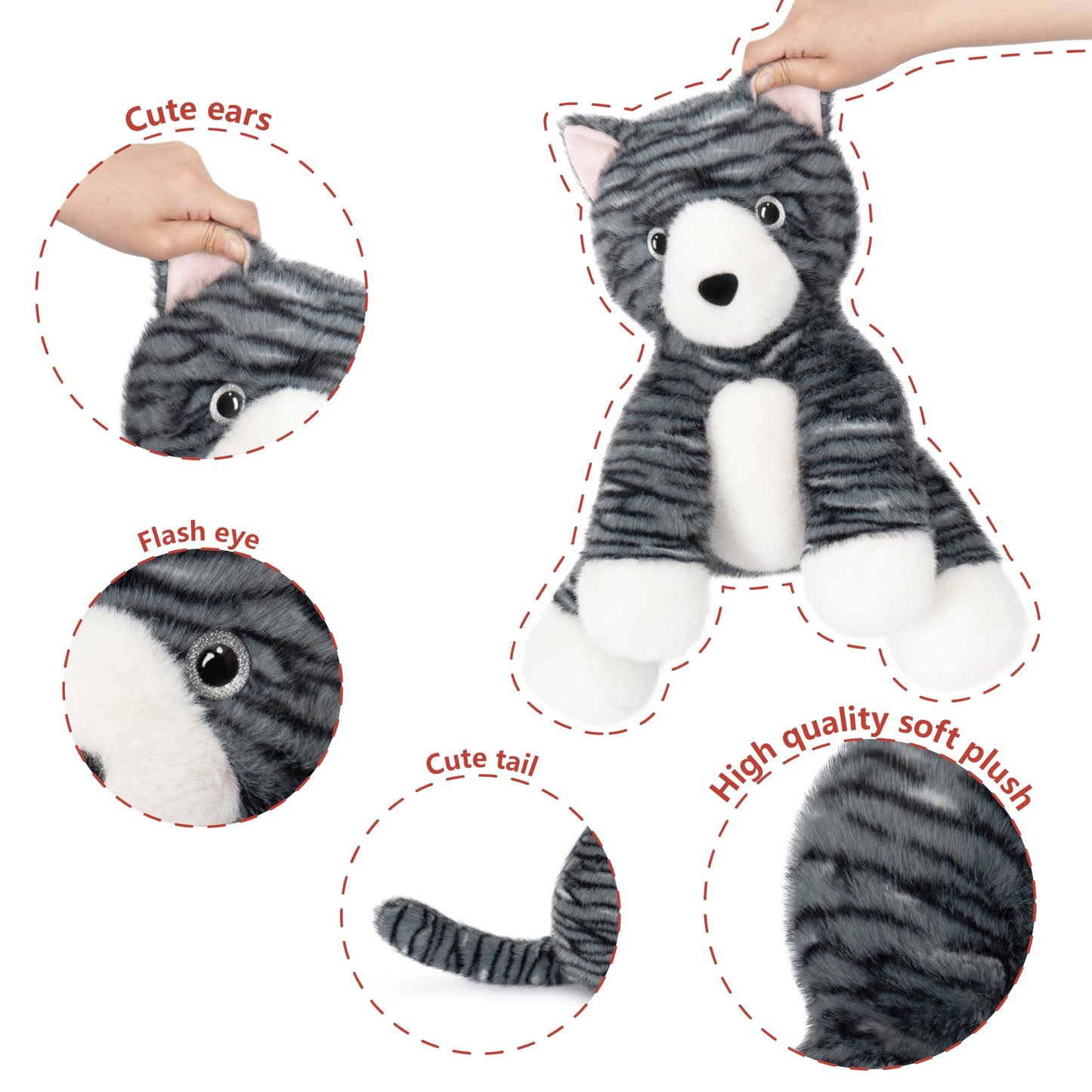 Niuniu Daddy 14" | 3.5 Pound Cat Weighted Stuffed Animal, Heavy Stuffed Cat Plush Toys for Kids Adults, Weighted Beads for Kitty Stuffed Animals Body Pillow for Present Birthday Holiday Christmas