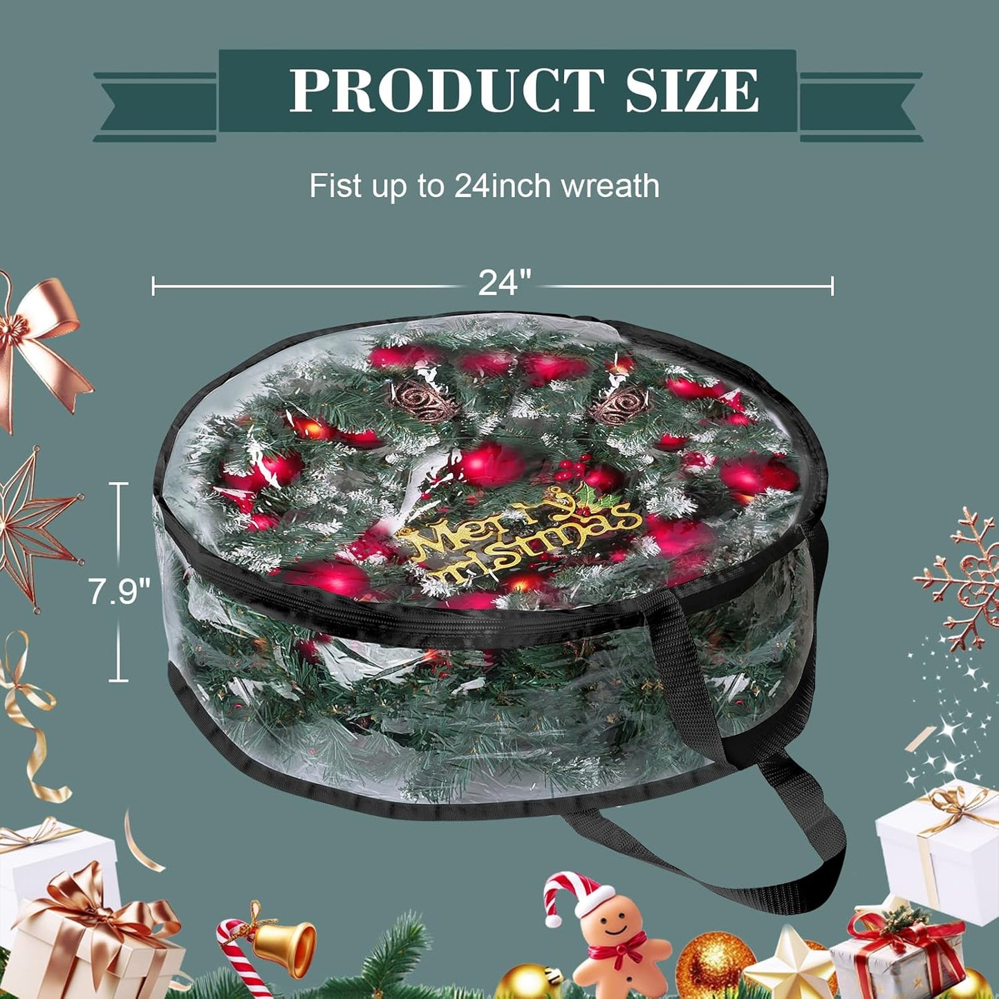 Regine Switzerland Christmas Wreath Storage Container - Waterproof PVC Bag for 24-Inch Wreaths | 2-Piece Set