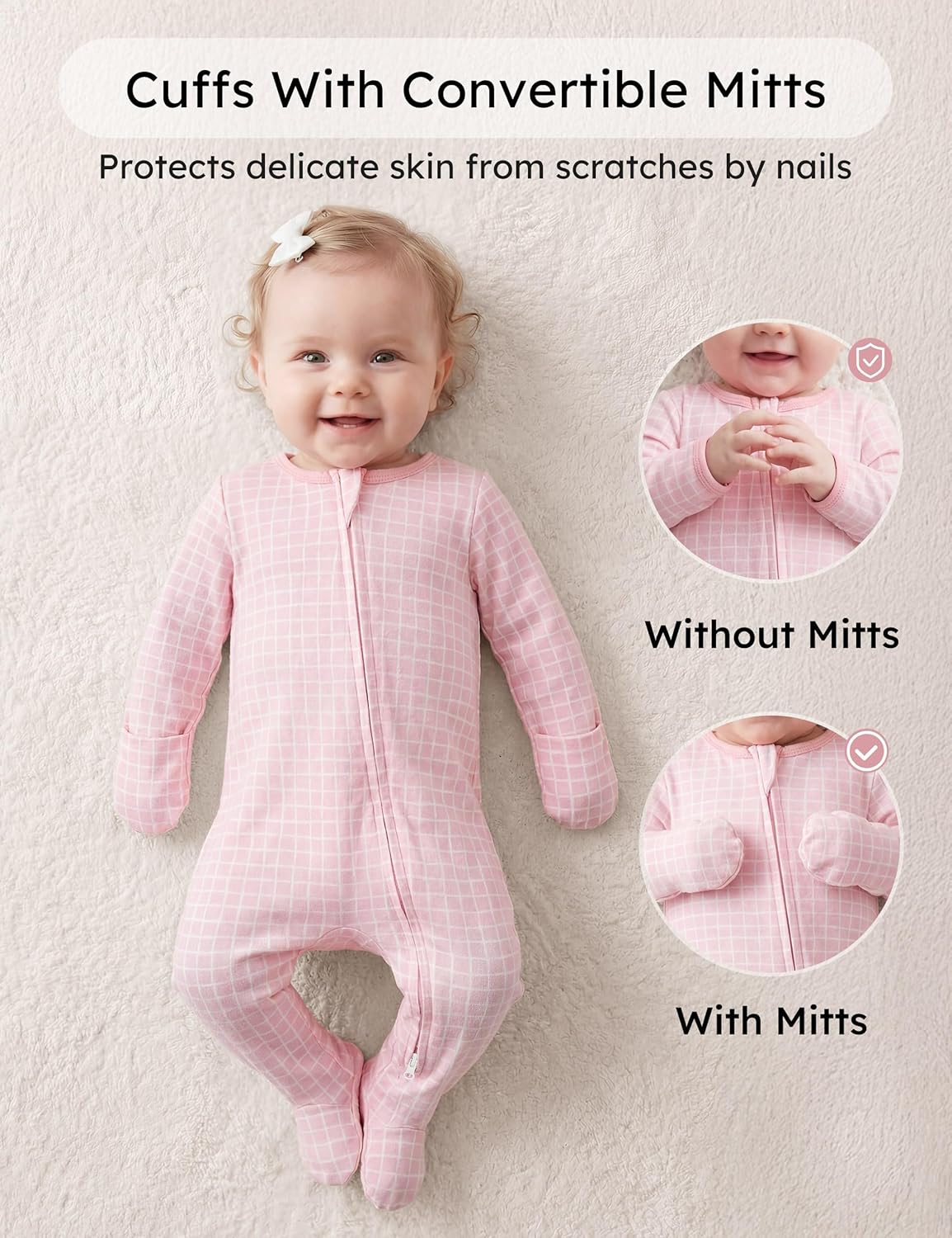 Yoofoss Baby Pajamas - 100% Organic Cotton Sleepers for Newborns | 3-Piece Footed PJs Set (0-9 Months)