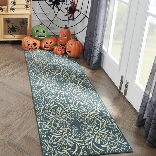 jinchan Area Rug 2x6 Accent Runner Rug Indoor Entryway Vintage Runner Dark Grey Print Floral Retro Carpet Soft Mat Kitchen Living Room Bedroom