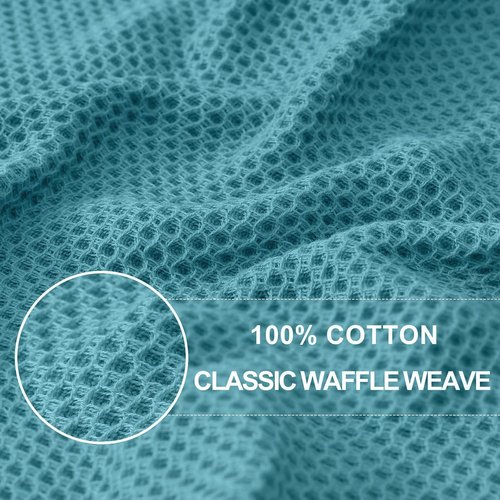 Homaxy Kitchen Dish Cloths - Ultra Soft 100% Cotton Waffle Weave, Quick Drying, 12 x 12 Inches, 6-Pack, Lake Blue