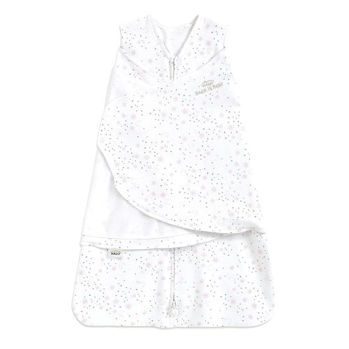 HALO 100% Cotton Sleepsack Swaddle - 3-Way Adjustable Wearable Blanket, TOG 1.5, Midnight Moons Pink, Newborn 0-3 Months
