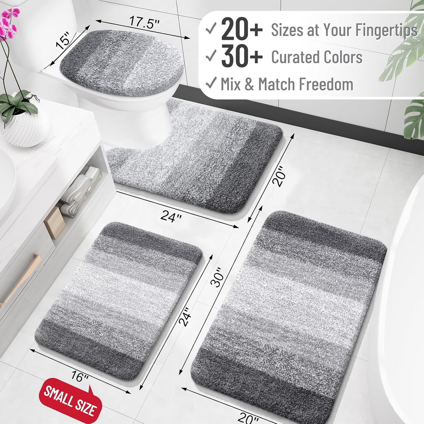 OLANLY Bathroom Rugs - Extra Soft Microfiber Mat with Rubber Backing | Quick Dry & Machine Washable, 47x32, Grey