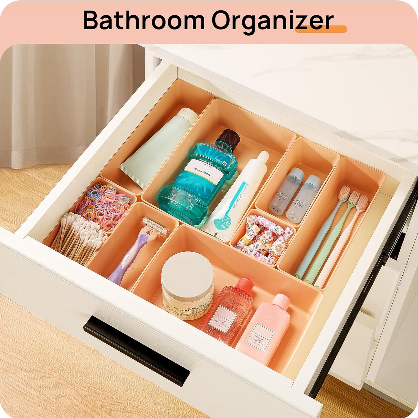 Vtopmart 25 PCS Plastic Drawer Organizers - Versatile Bathroom & Vanity Storage Bins for Makeup, Kitchen & Office