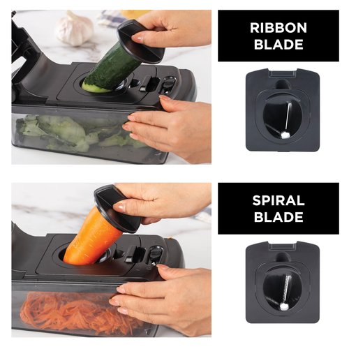Cook with Color Vegetable Chopper - Multifunctional 11 in 1 Vegetable Chopper with Container - Food Chopper to Dice, Chop, Slice, Julienne and Spiralize, Black
