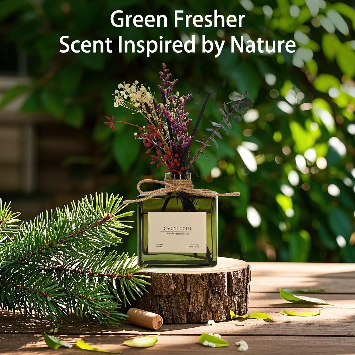 Reed | Earthy Sandalwood Scented Diffuser by [Brand Name] - 6.09 oz with Sticks & Dried Flowers, Lasts 120 Days