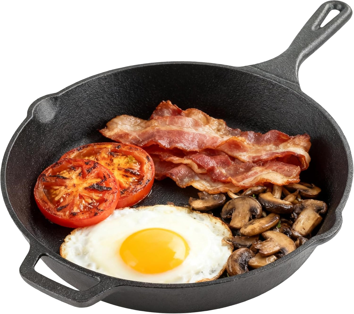 Skiennix Pre-Seasoned Cast Iron Skillet - 12.5 Inch Heavy Duty Non-Stick Cooking Pan with Dual Handles
