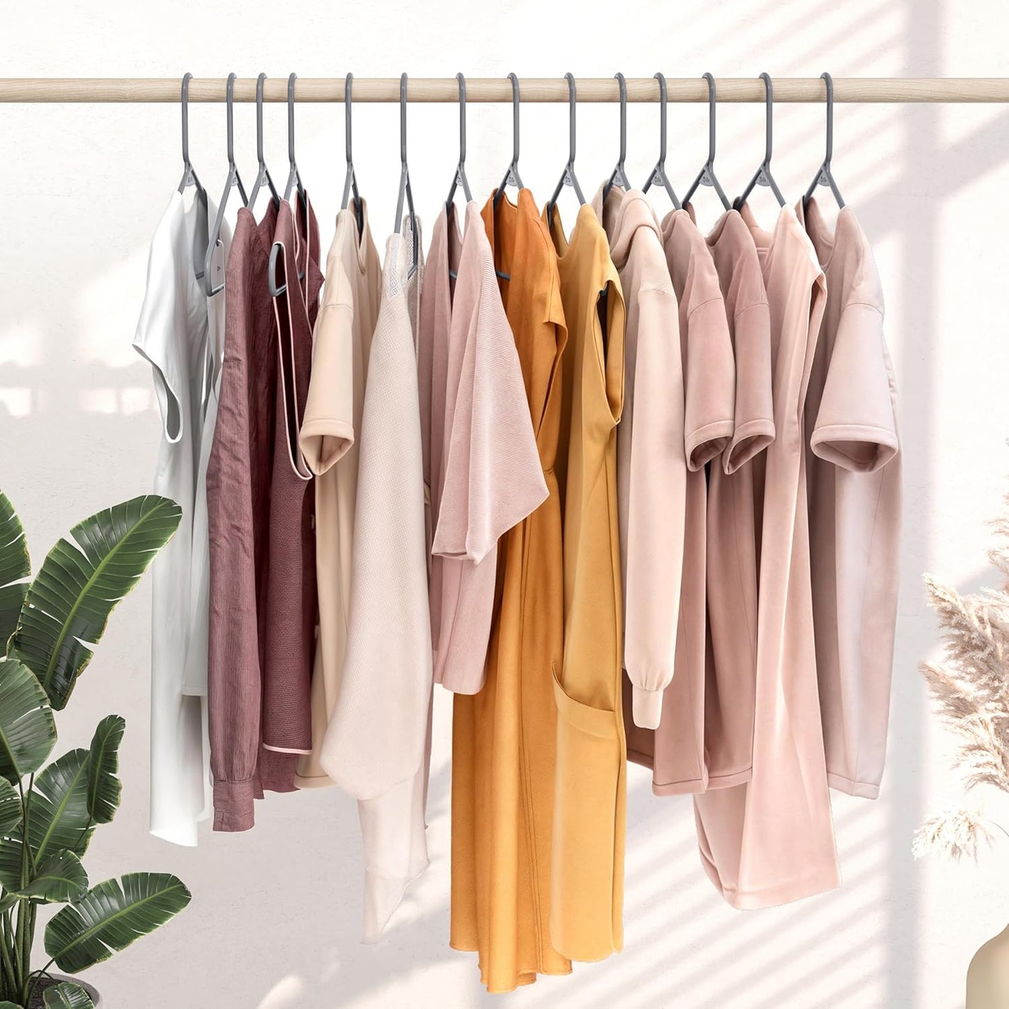 Skiennix Plastic Hangers 20 Pack - Grey Space-Saving Clothes Hangers for Closet Organization
