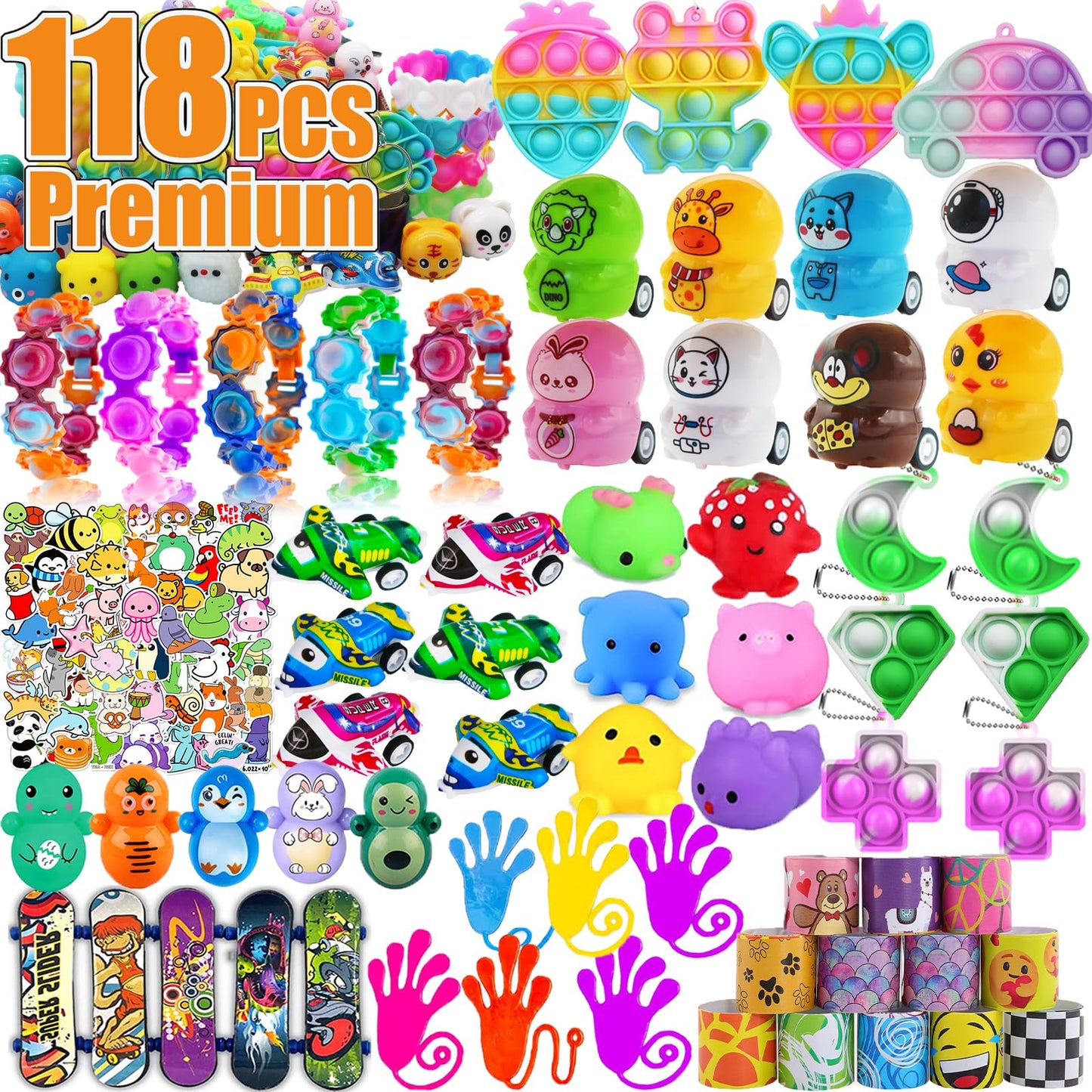 128 Pcs Party Favors for Kids Easter Egg Fillers,Fidget Treasure Box Toys, Classroom Prizes, Pinata Filler Goodie Bag Stuffers, Treasure Chest Carnival Prizes, Prize Box Bulk Toys for Boys Girls 4-8