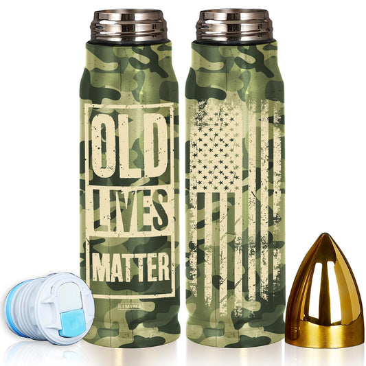 Limima Gifts For Old Men, Old Lives Matter 17Oz Bullet Tumbler, Gifts For Old Dad Grandpa from Daugher Son Wife Grandchildren, 50th 60th 70th 80th 90th Birthday - Christmas Gifts For Old Men