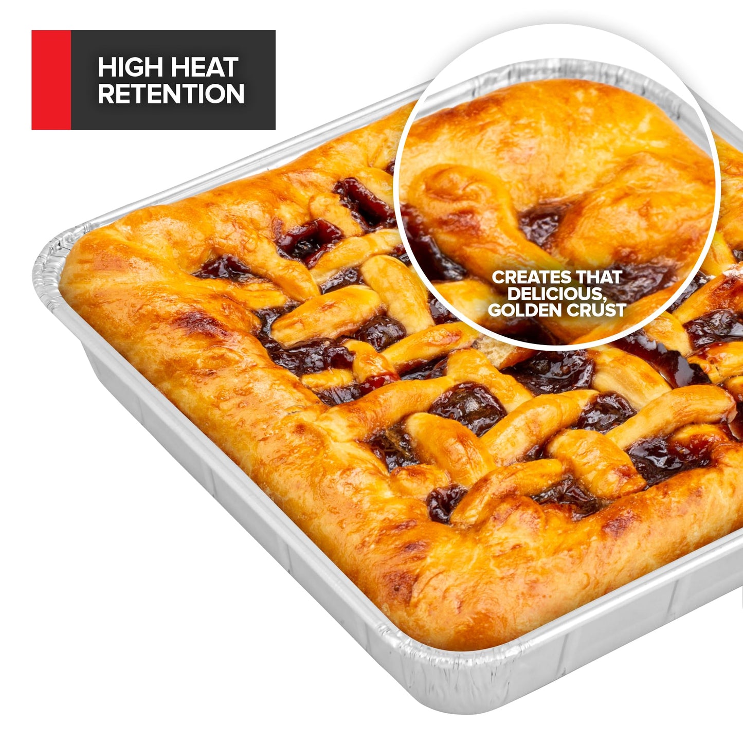 Stock Your Home (Set of 40) Aluminum Pans Disposable, (20) 9x13, (10) 8x8, (10) 1-Lb Heavy Duty Foil Pans, Baking Tins, Cooking Trays, Large and Small Catering Food Containers for Roasting, Serving