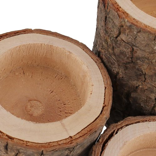 FUNSUEI Wooden Tea Light Candle Holders - Rustic Votive Log Design for Table Decoration | 18 PCS in 3 Sizes