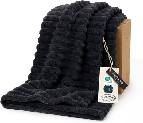 Bedsure GentleSoft Twin XL Blanket - Cozy Black Fleece Throw for Couch, 66x90 Inches