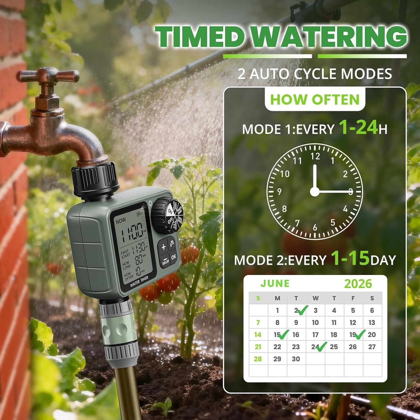 Skiennix Water Timer - Automatic Garden Hose Sprinkler with Rain Delay & Manual Modes | Ideal for Lawn & Drip Irrigation