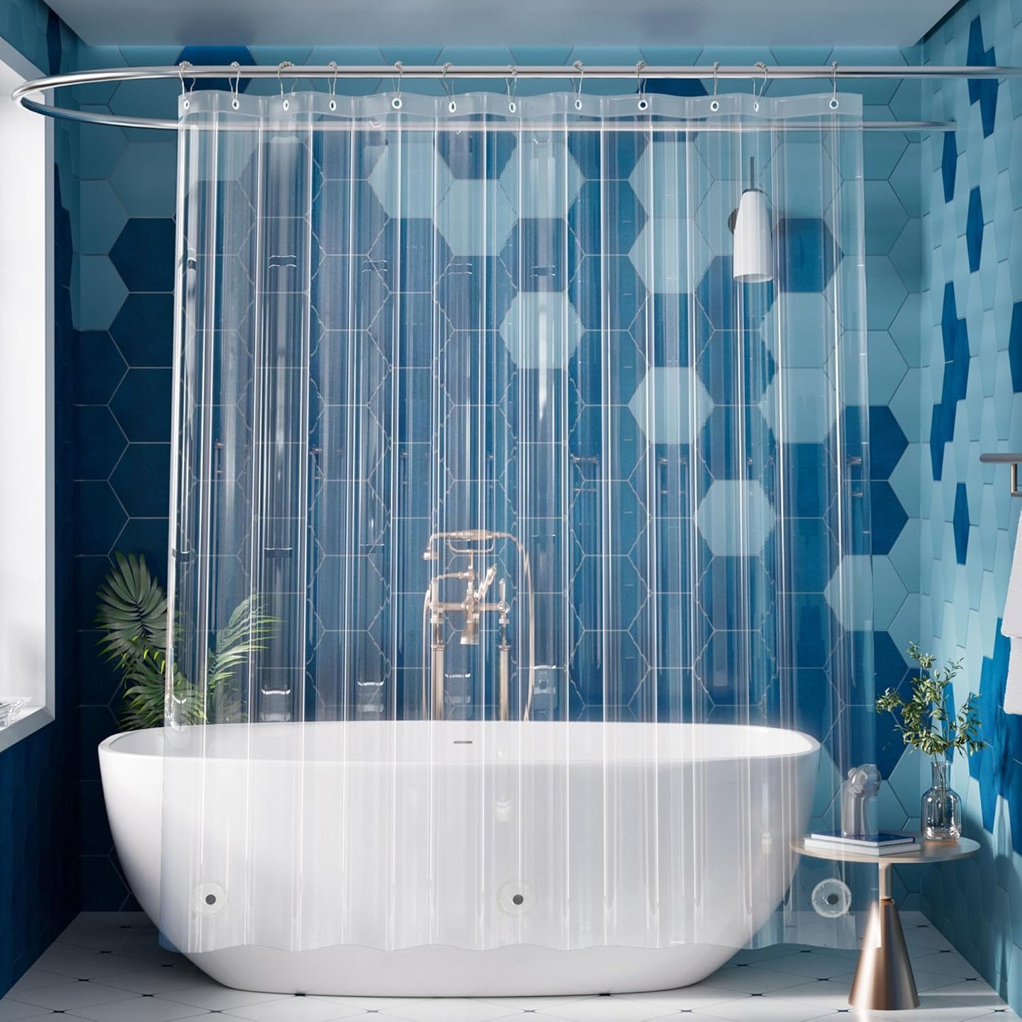 Titanker Clear Shower Curtain Liner - Waterproof PEVA Plastic | 72 x 72 Inches with Magnets & Rustproof Grommets