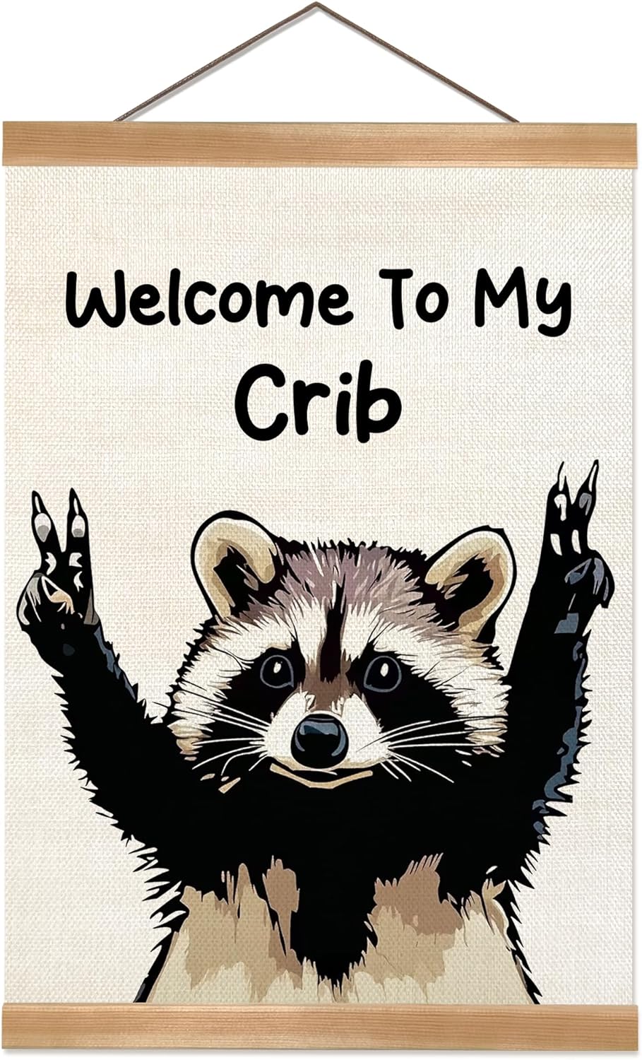 ZTGDA Raccoon Wall Art - Funny Welcome to My Crib Poster for Man Cave, Nursery, or Bedroom Decor