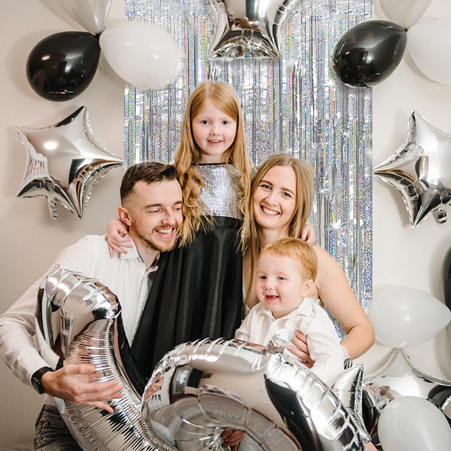 Tinsel Curtain Party Backdrop Silver Birthday Party Decorations 10 Packs Glitter Foil Fringe Curtain Party Decor Streamers Photo Booth for Birthday Christmas Wedding Halloween Graduation Decorations
