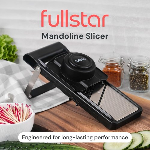 Fullstar 2 in 1 Stainless Steel Mandoline - Adjustable Thickness Vegetable Slicer | Julienne Blade for Easy Meal Prep