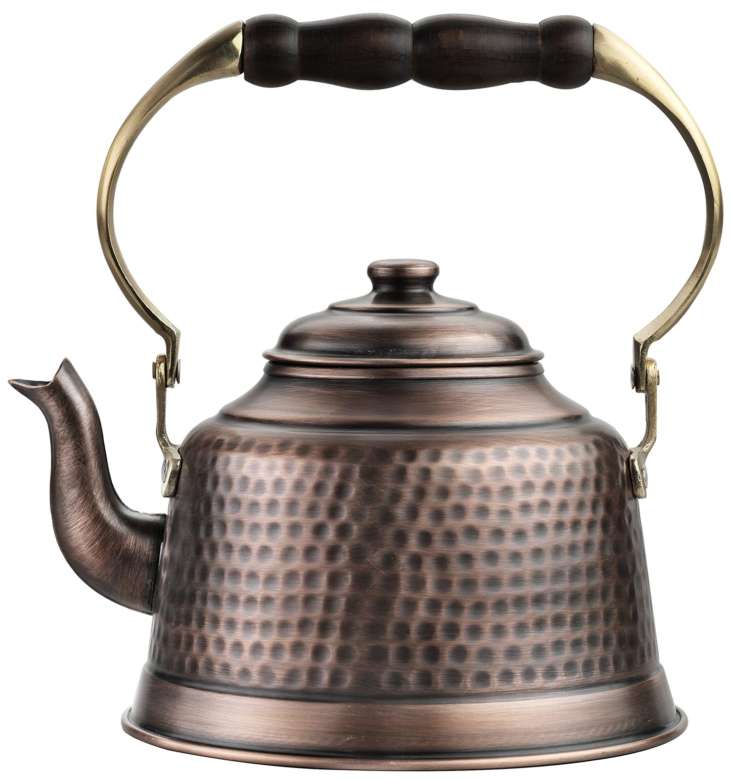 DEMMEX 100% Handcrafted Heavy Gauge 1mm Thick Hammered Antique Solid Copper Tea Kettle Pot Stovetop Teapot, 2.5lb, 2 Quarts