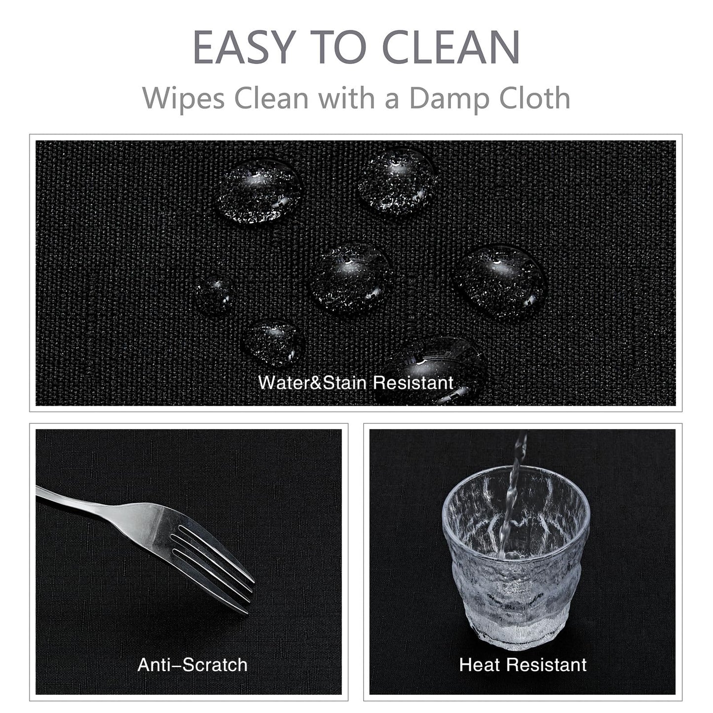 Veblandy Rectangle Tablecloth Waterproof 60x144 inch Linen Textured Table Cloth Stain and Wrinkle Resistant Washable, Decorative Fabric Table Cover for Dining, Party and Camping, Black